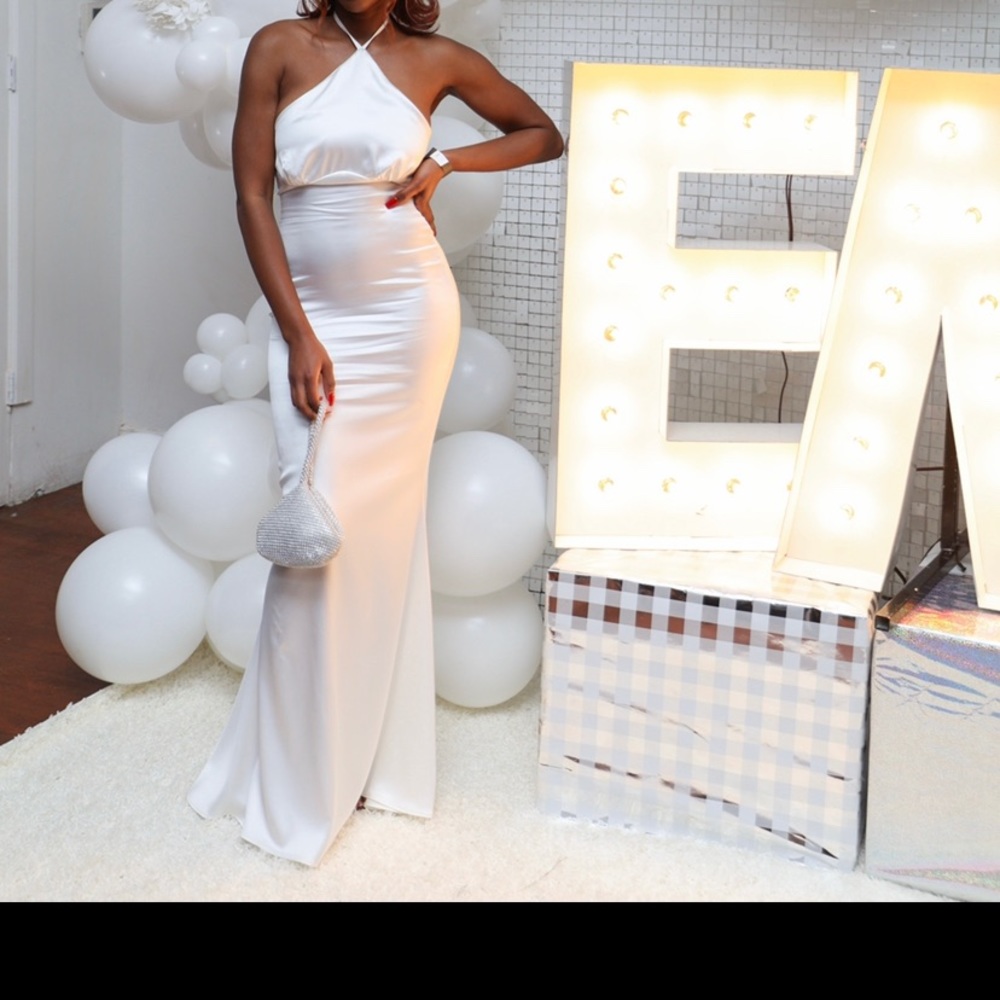 White Halter Gown